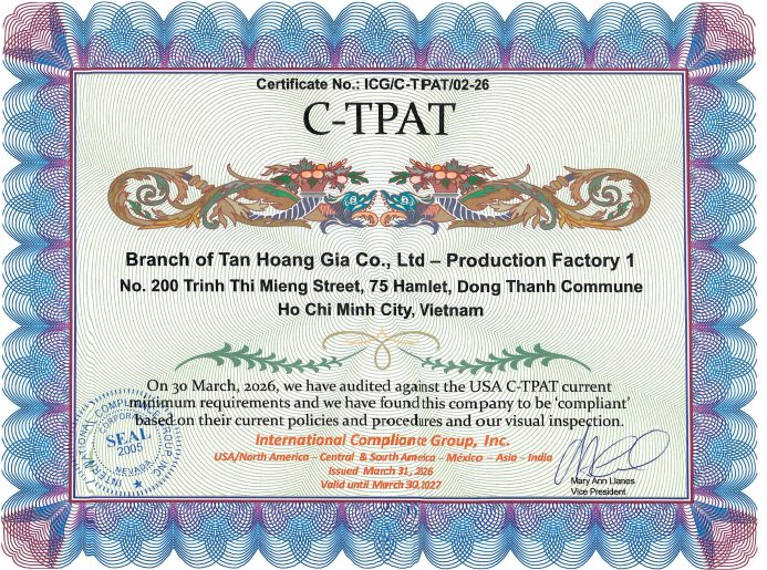 C-TPAT 2026 certificate – Tan Hoang Gia