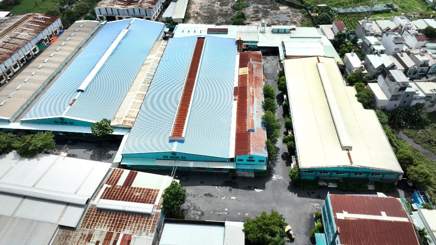 Aerial view of the Tan Hoang Gia sofa factory in Ho Chi Minh City, Vietnam