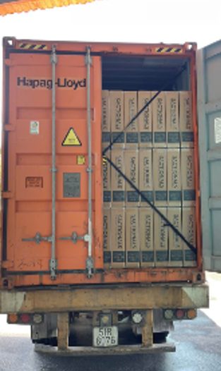 Loading sofas into an export container