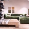 Green velvet modular sectional sofa by THG