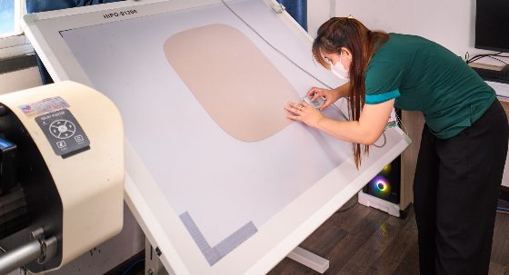 Sofa pattern cutting in THG R&D room