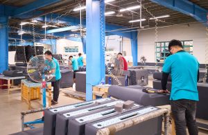 Sofa upholstery workshop at THG factory